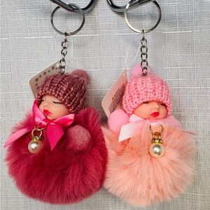 Baby doll keychain / purse charm 2 pc